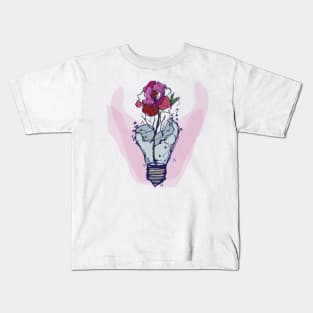 Light bulb with pride month flowers sketch (lesbian flag colors) Kids T-Shirt